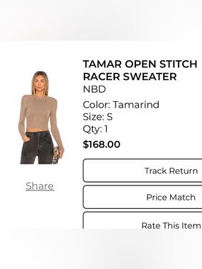 NBD Beige Knit Long-Sleeve Sweater Top